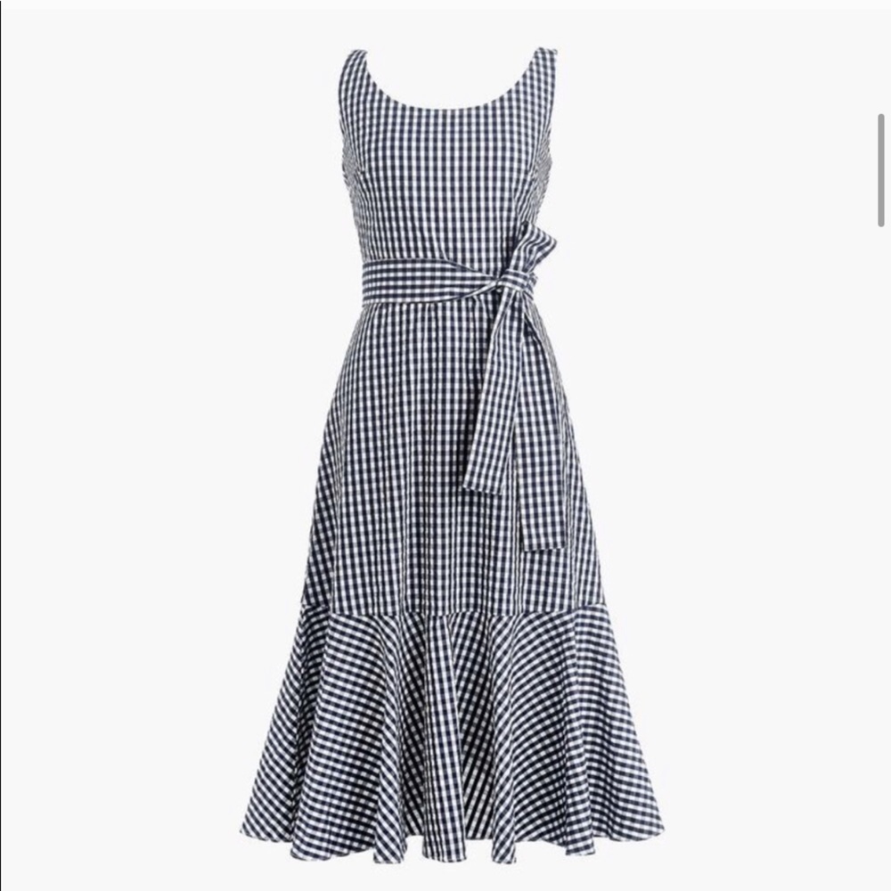 J. Crew Gingham Ruffle Hem Dress